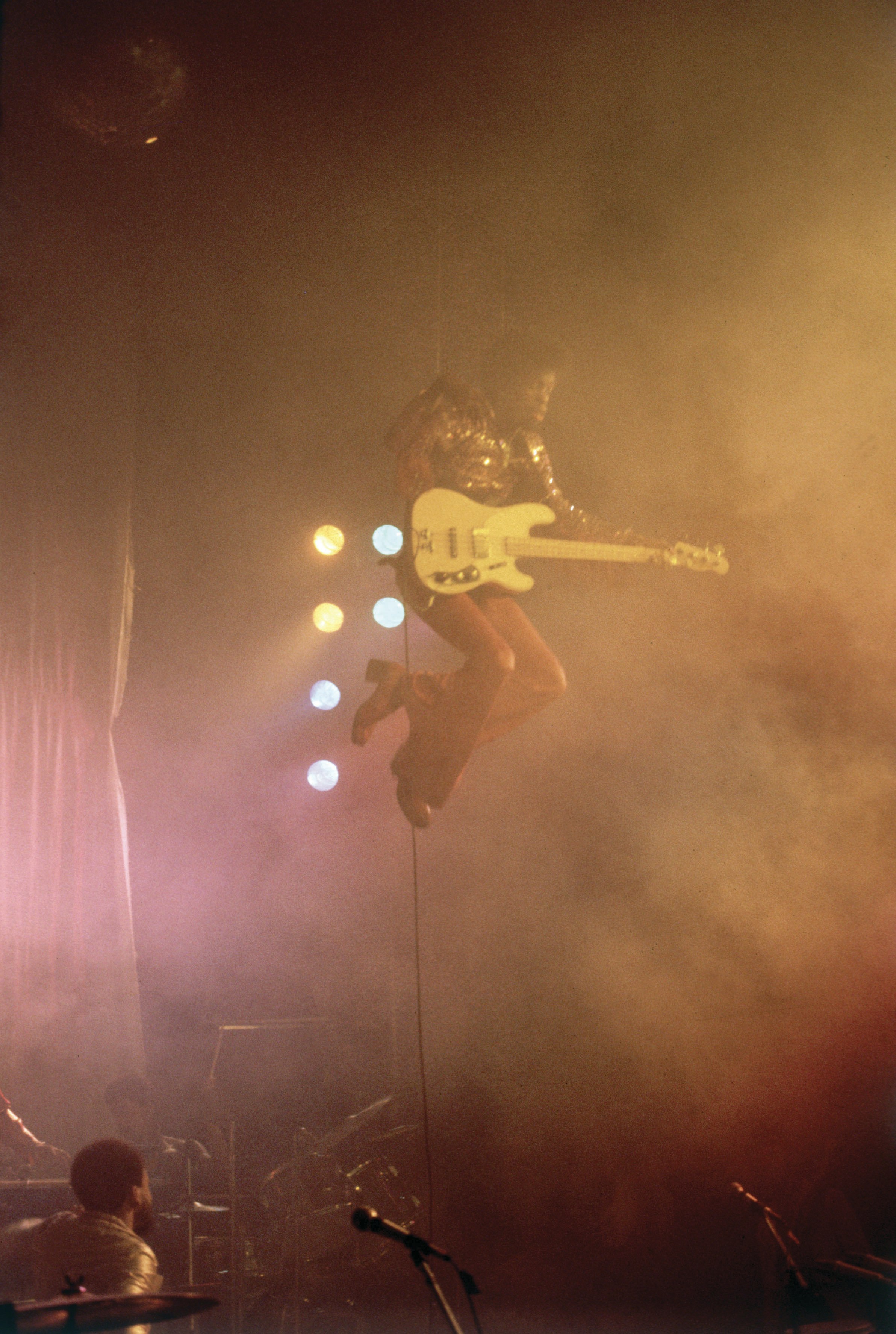 Verdine White, suspended. Photo by Don Hunstein/Sony Music Entertainment Archives.